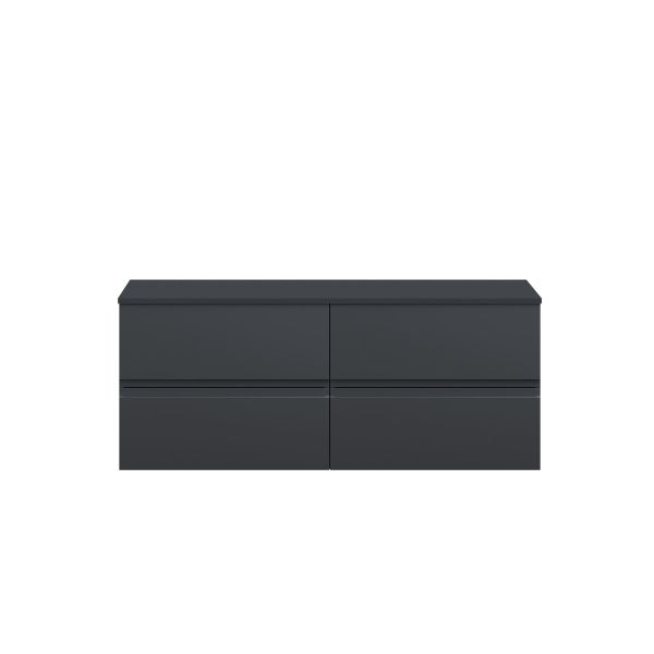 1200 Wall Hung 4 Drawer Vanity & Worktop - Hudson Reed URB1404W2 Black, Black colour ,image 1