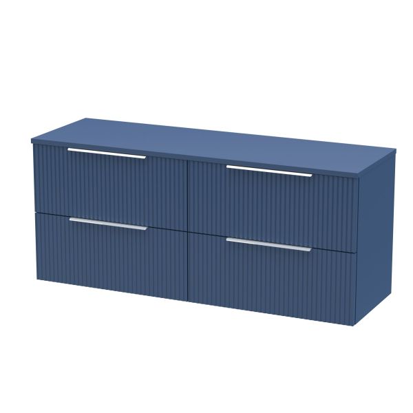 1200mm Wall Hung 4 Drawer Vanity & Worktop - Hudson Reed DFF393W2 Blue, Blue colour ,image 1