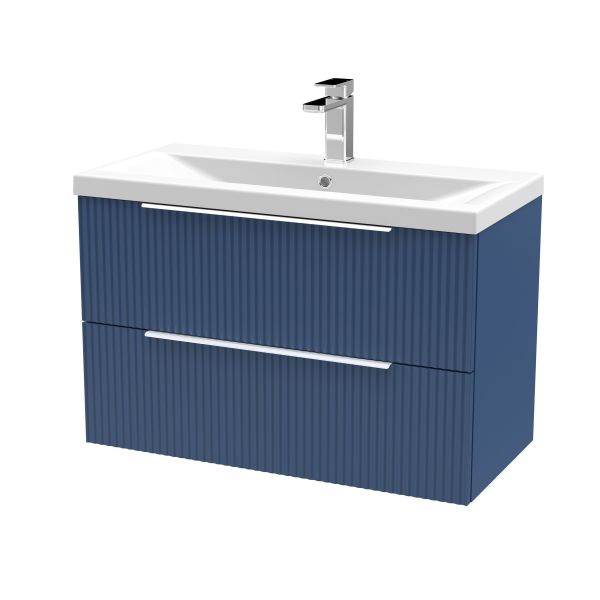 800mm Wall Hung 2 Drawer Vanity & Basin 1 - Hudson Reed DFF395A Blue, Blue colour ,image 1