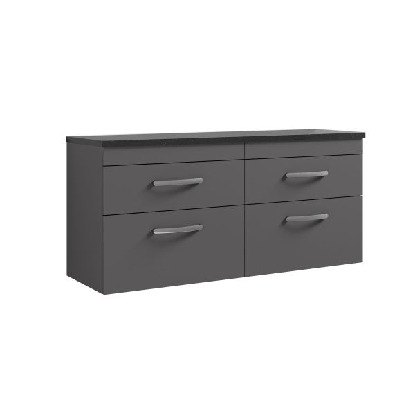 1200mm Wall Hung 4-Drawer Unit & Laminate Worktop - Nuie ATH078LSB2 Grey, Grey colour ,image 1
