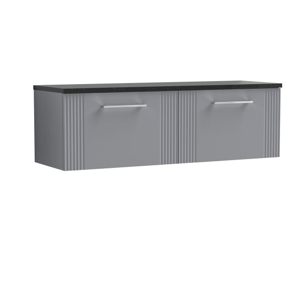 1200 Wall Hung 2-Drawer Vanity & Laminate Worktop - Nuie DPF294LSB2 Grey, Grey colour ,image 1