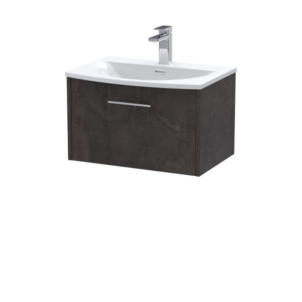 600mm Wall Hung 1 Drawer Vanity & Basin 4 - Hudson Reed JNU2622G Brown, Brown colour ,image 1