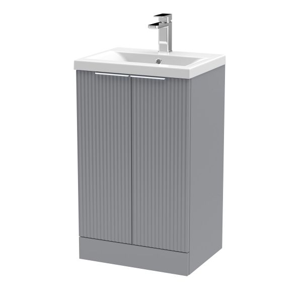 500mm Floor Standing 2 Door Vanity & Basin 1 - Hudson Reed DFF223A Grey, Grey colour ,image 1