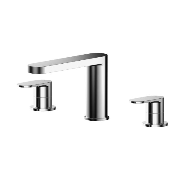 Deck Mounted 3 Tap Hole Bath Filler - Nuie BIN333 Chrome, Chrome colour ,image 1