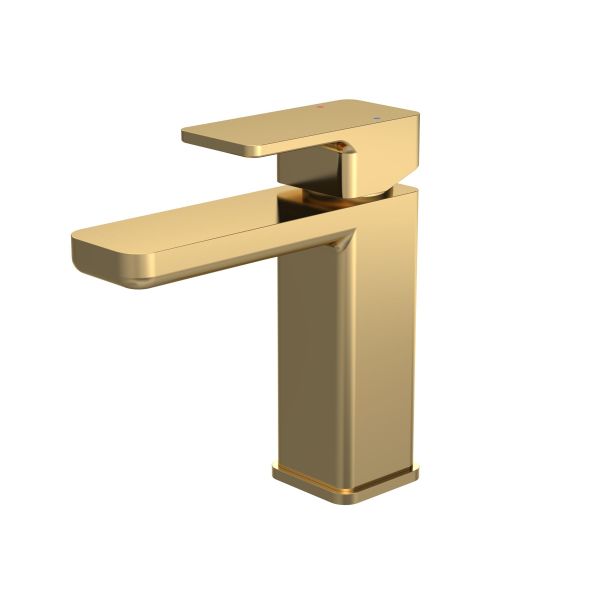 Mono Basin Mixer With Push Button Waste - Nuie WIN805 Brushed Brass, Brass colour ,image 1