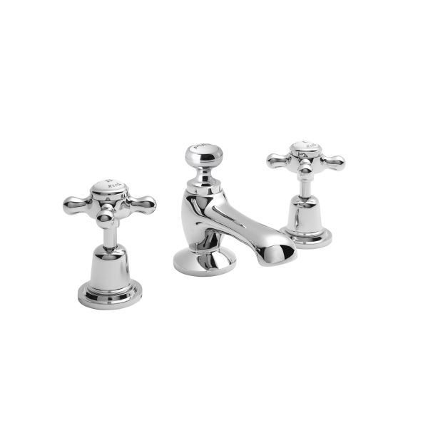 3 Tap Hole Basin Mixer - Hudson Reed BC307DX Chrome, Chrome & White colour ,image 1
