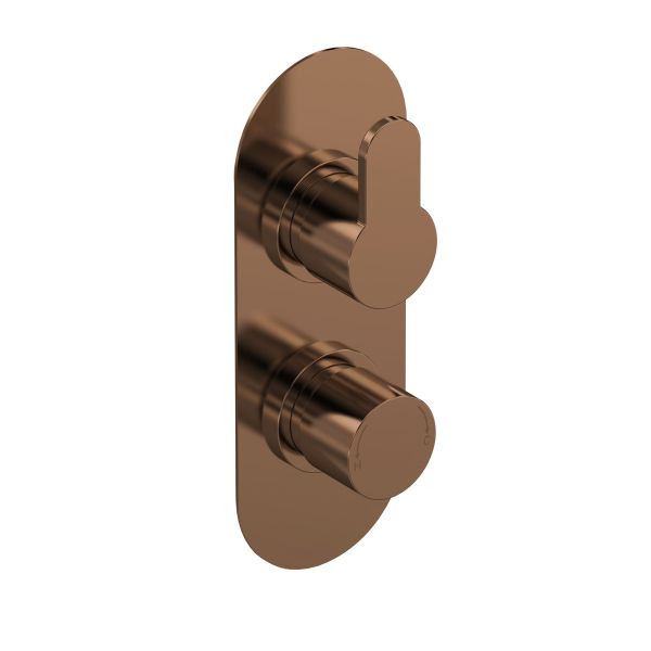 Arvan Twin Thermostatic Valve with Diverter - Nuie ARV15TW02 Brass, Brass colour ,image 1