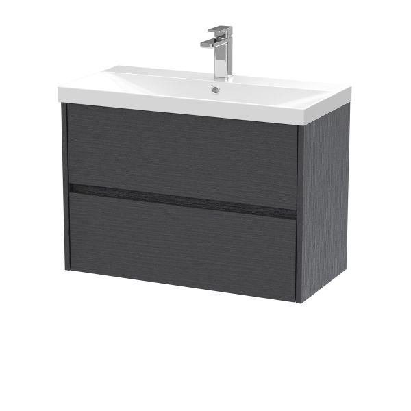 800mm Wall Hung 2 Drawer Unit & Basin 3 - Nuie HAV2206D Grey, Grey colour ,image 1