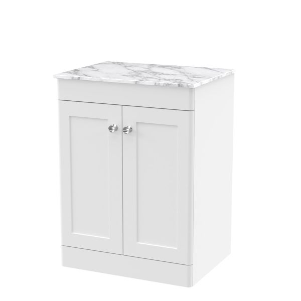 600mm Floor Standing 2-Door Vanity with Marble Top - Nuie CLC125CMT White, White colour ,image 1
