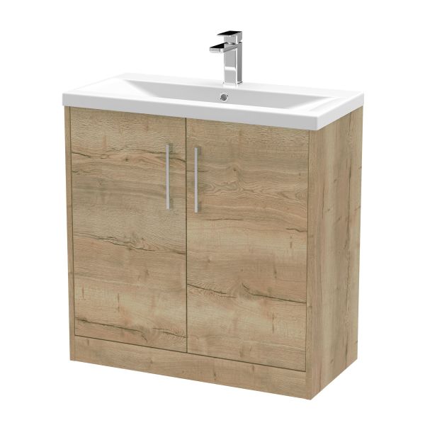 800mm Floor Standing 2 Door Vanity & Basin 1 - Hudson Reed JNU1805A Oak, Oak colour ,image 1