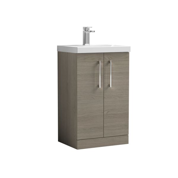 500mm Floor Standing 2 Door Vanity & Basin 3 - Nuie ARN2501D Oak, Oak colour ,image 1