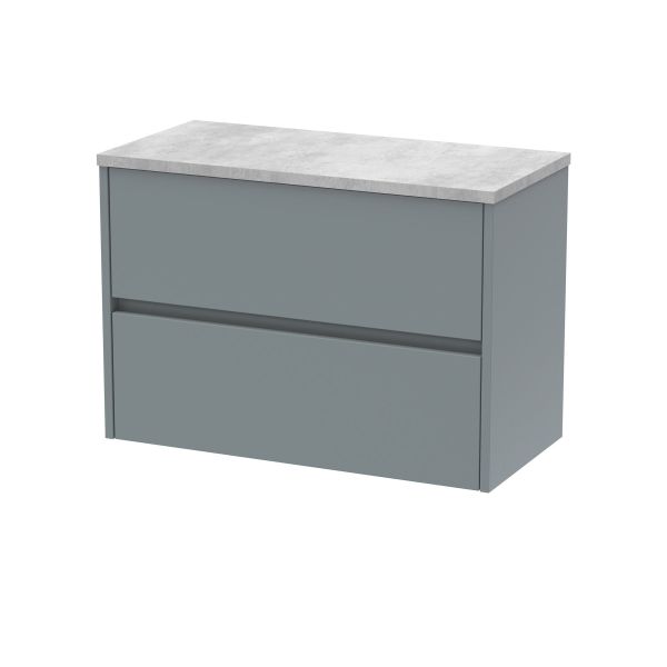 800mm Wall Hung 2 Drawer Unit & Worktop - Nuie HAV2306LBG Grey, Grey colour ,image 1