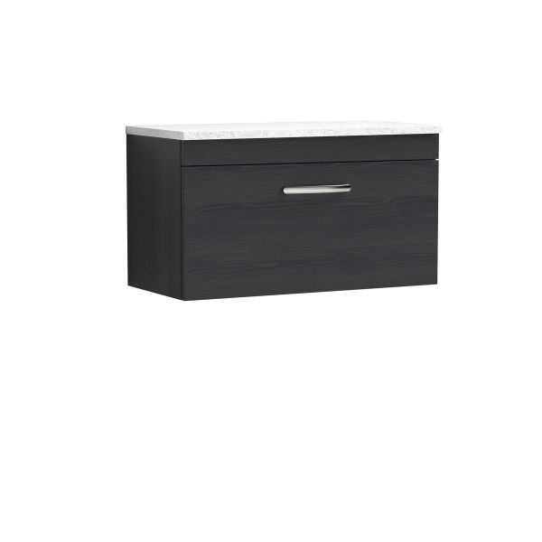 800mm Wall Hung Vanity With Sparkling White Worktop - Nuie ATH061LSW Charcoal Black, Hacienda Black colour ,image 1