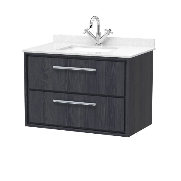 800mm Wall Hung 2-Drawer Vanity with Marble Worktop Basin - Hudson Reed LIL2226WS1 Grey, Grey colour ,image 1