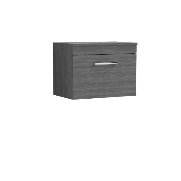 600mm Wall Hung Vanity With Worktop - Nuie ATH039W Anthracite Woodgrain, Brown/Grey colour ,image 1
