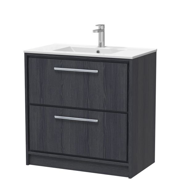 800mm Floor Standing 2-Drawer Vanity with Basin - 1 Tap Hole - Hudson Reed LIL2235C Grey, Grey colour ,image 1