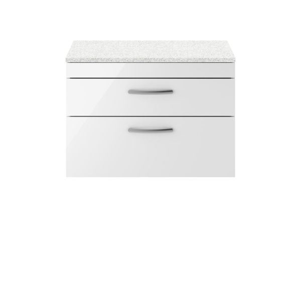 800mm Wall Hung Vanity With Sparkling White Worktop - Nuie ATH069LSW Gloss White, White colour ,image 1