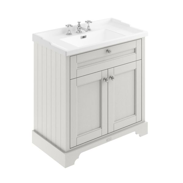 800mm Cabinet & Basin (3TH) - Hudson Reed LOF435 Timeless Sand, Grey colour ,image 1