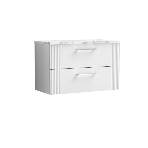 800 Wall Hung 2-Drawer Vanity & Laminate Worktop - Nuie DPF195LCM White, White colour ,image 1