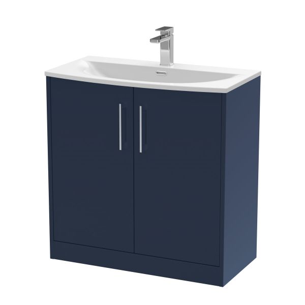 800mm Floor Standing 2-Door Vanity & Basin 4 - Hudson Reed JNU2905G Blue, Blue colour ,image 1