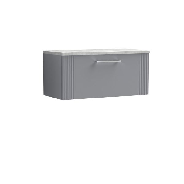 800mm Wall Hung Single Drawer Vanity & Laminate Top - Nuie DPF296LBG Grey, Grey colour ,image 1