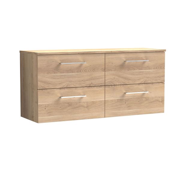 1200mm Wall Hung 4-Drawer Vanity & Worktop - Nuie ARN3024W2 Oak, Oak colour ,image 1