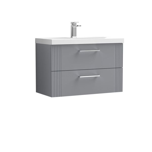 800mm Wall Hung 2 Drawer Vanity & Basin 1 - Nuie DPF295A Grey, Grey colour ,image 1