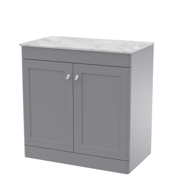 800mm Floor Standing 2-Door Vanity with Marble Top - Nuie CLC226GMT Grey, Grey colour ,image 1