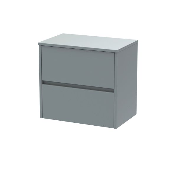 600mm Wall Hung 2 Drawer Unit & Worktop - Nuie HAV2304W Grey, Grey colour ,image 1