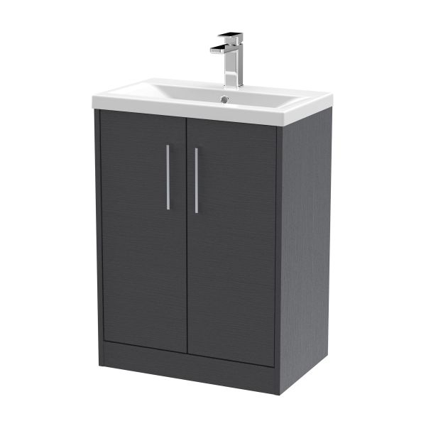 600mm Floor Standing 2 Door Vanity & Basin 1 - Hudson Reed JNU2203A Grey, Grey colour ,image 1