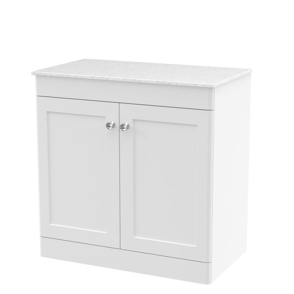 800mm Floor Standing 2-Door Vanity with Marble Top - Nuie CLC126WMT White, White colour ,image 1