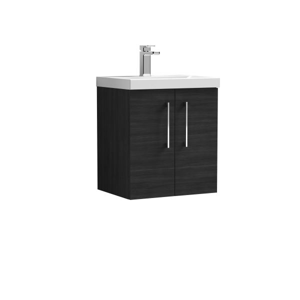 500mm Wall Hung 2 Door Vanity & Basin 3 - Nuie ARN621D Black, Black colour ,image 1