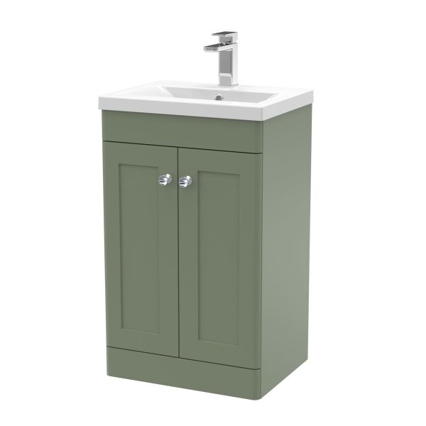 500mm Floor Standing 2 Door Vanity & Basin 1 - Nuie CLC823D Green, Green colour ,image 1