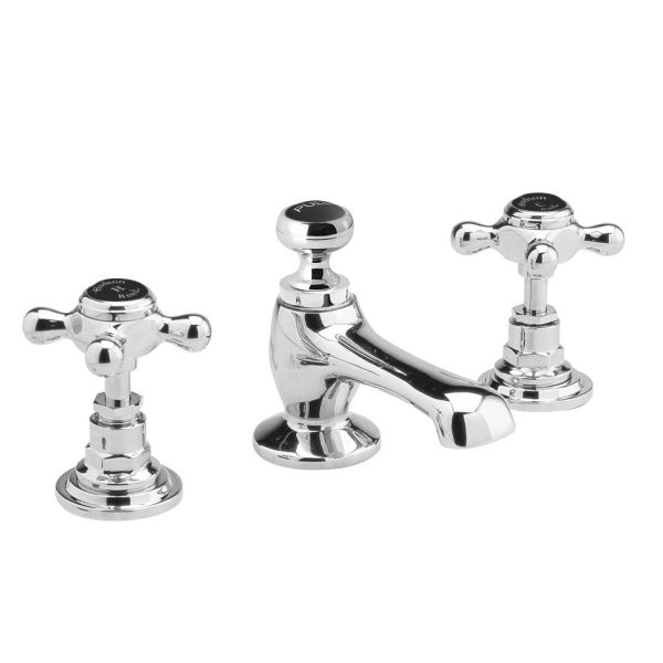 3 Tap Hole Basin Mixer - Hudson Reed BC407HX Chrome, Black/Chrome colour ,image 1