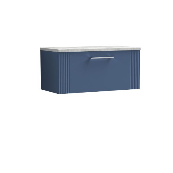 800mm Wall Hung Single Drawer Vanity & Laminate Top - Nuie DPF396LBG Blue, Blue colour ,image 1