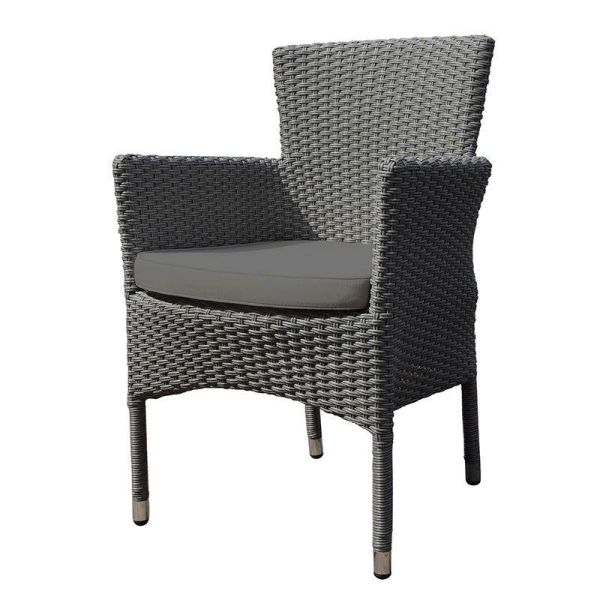Oasis Carver Rattan Stacking Arm Chair with Dark Grey Cushion - Grey, Grey colour ,image 1