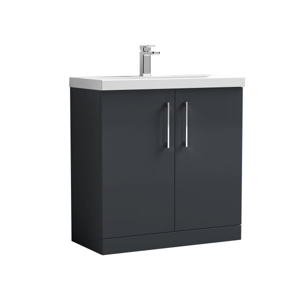 800mm Floor Standing 2 Door Vanity & Basin 1 - Nuie ARN1405A Black, Black colour ,image 1