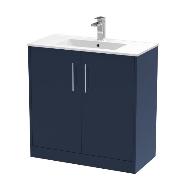 800mm Floor Standing 2-Door Vanity & Basin 2 - Hudson Reed JNU2905B Blue, Blue colour ,image 1