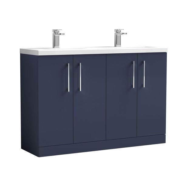 1200mm Floor Standing 4-Door Vanity & Double Basin - Nuie ARN2903F Blue, Blue colour ,image 1