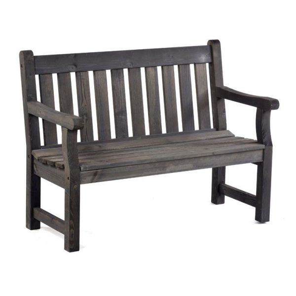 Darwin 2 seat Wooden Garden Bench - Dark Grey - FSC Mix Credit, Grey colour ,image 1