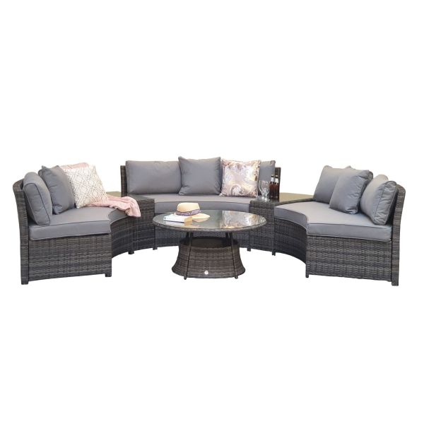 Juliet Half Moon Sofa Set Grey, Grey colour ,image 1