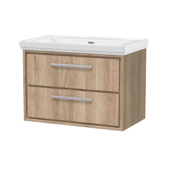 800mm Wall Hung 2-Drawer Vanity with Basin - 0 Tap Hole - Hudson Reed LIL3026H Oak, Oak colour ,image 1