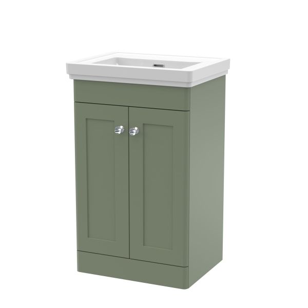 500mm Floor Standing 2 Door Vanity & Basin 0TH - Nuie CLC823H Green, Green colour ,image 1