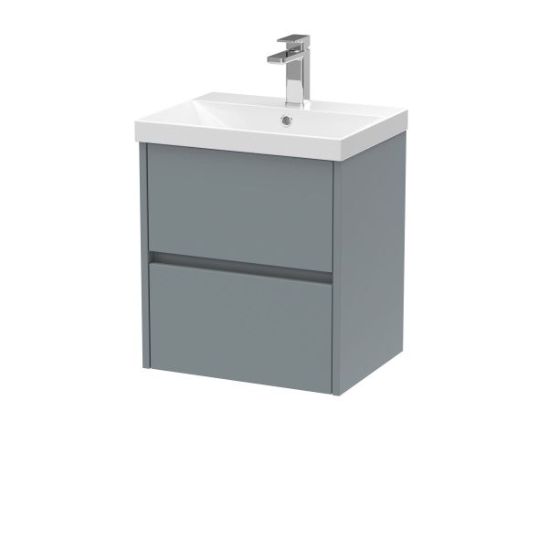 500mm Wall Hung 2 Drawer Unit & Basin 3 - Nuie HAV2302D Grey, Grey colour ,image 1