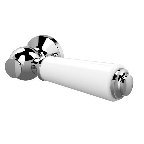 Ceramic WC Lever - Hudson Reed E370 Chrome/White, Chrome colour ,image 1