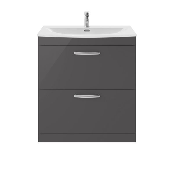 800mm Floor Standing Cabinet With Basin 4 - Nuie ATH079G Gloss Grey, Grey colour ,image 1