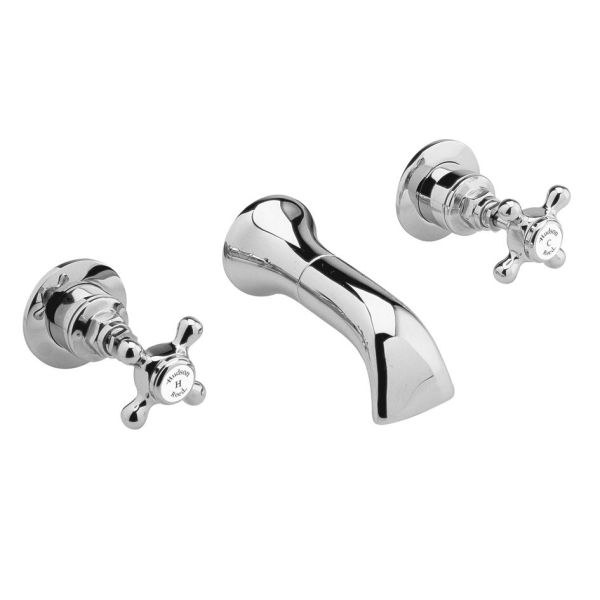 3 Tap Hole Wall Mounted Basin Mixer - Hudson Reed BC317HX Chrome, Chrome colour ,image 1