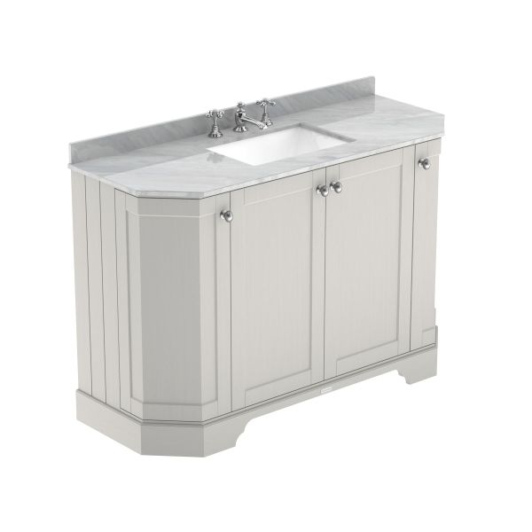 1200mm 4-Door Angled Unit & Marble Top 3TH - Hudson Reed LOF457 Timeless Sand, Grey colour ,image 1