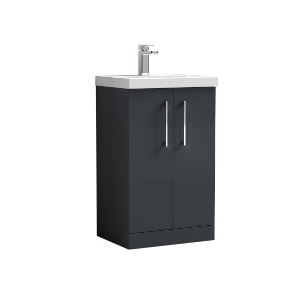 500mm Floor Standing 2 Door Vanity & Basin 1 - Nuie ARN1401A Black, Black colour ,image 1