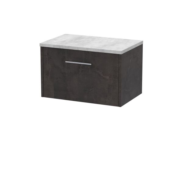 600mm Wall Hung 1 Drawer Vanity & Worktop - Hudson Reed JNU2622LBG Brown, Brown colour ,image 1